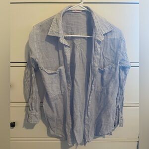 Pink Lily Blue Lightweight Button Shirt